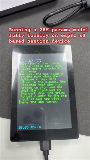 Running a 28M params llm ai model on Nextion onx3248g035 based on esp32 s3