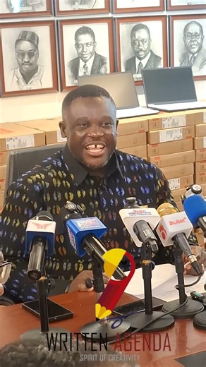 Minister for Communication Sam George speaks to the media