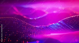 Visualizing Data Science in a D Digital Landscape with Connected Dots and Particles in Virtual Reality. Concept Data Visualization, Digital Landscape, Connected Dots, Particles, Virtual Reality