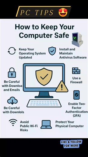 How To Keep Your PC Safe? 🤔💯 #reels #computer #computertips #computersetup #computersecurity #security #pcsetup #technology #techtips #reelsfbシ #viralreelsシ #trendingreel #reelsoftheday #instagramreels #foryouシ #techreels #TechHome | Tech Home