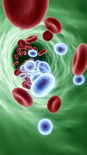 Same character microscopic view of white blood cells lymphocytes in bloodstream against green bac