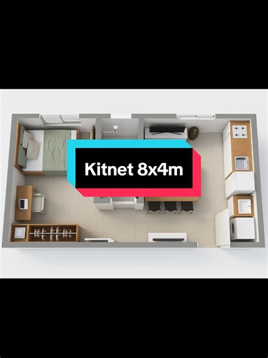 Planta de Kitnet 8x4m: Conforto e Economia