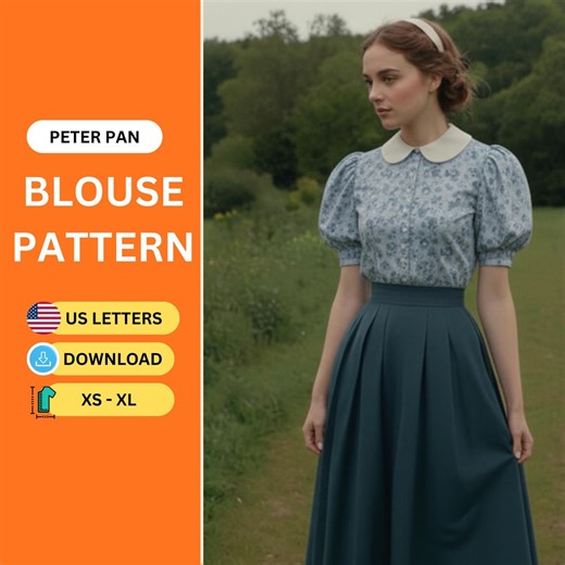 Collar Blouse Pattern of Peter Pan – XS to XL, A0/A4, Easy Digital PDF - Etsy