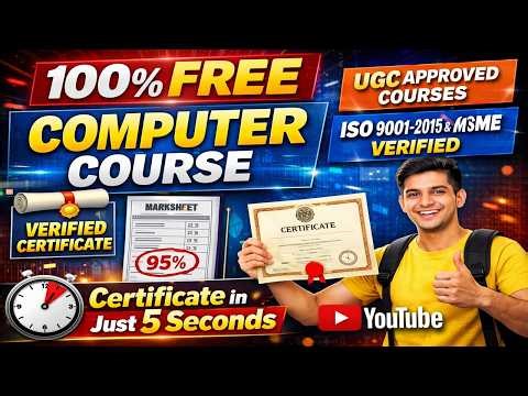 100% FREE Computer Course 😱 | UGC Approved + Certificate in 5 Seconds 🔥