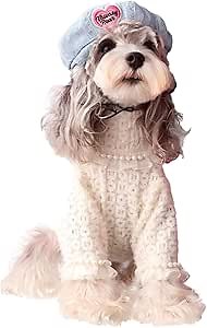 Dog Sweater for Small Medium Large Dogs, Girl Puppy Knit Pullover with Lace and Pearl, Warm Elegant Female Doggie Sweaters, Stylish Male Doggy Outfits for Cold Day, L XL XXL Pet Sweatshirt