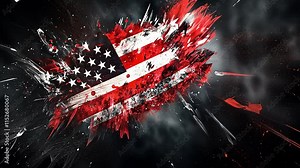 Abstract American flag graphic. Conveys a sense of nationalism, patriotism and freedom. For news broadcast or advertisement background.