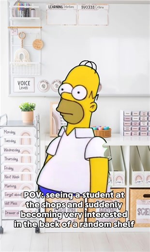 Top Teacher 💛 +15K teacher resources on Instagram: "You know that moment when you’re on holidays, living your best not-in-the-classroom life… and then you spot one of your students at the shops? 🫣 Instant panic. Sunnies on. Quick aisle-switch. The “please don’t recognise me” speed-walk. 😂 Tell me this has happened to you too?! 👇"