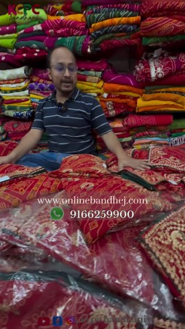 Kcpc Bandhani on Instagram: "🔥KCPC Special Offer Georgette Fabric Raidana Chunri Bandhej Gotapatti Work Border Saree. #sareelove"