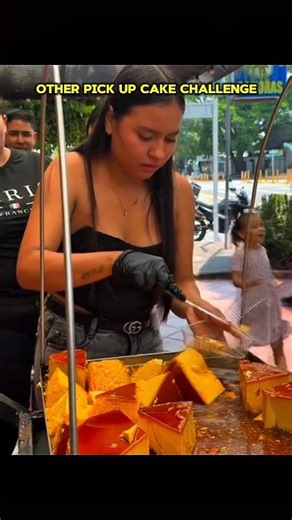 One Hand Cake Challenge… LAST TO DROP WINS 🍰😳 #shorts