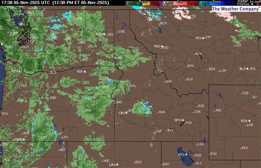Radar showing rain at beam level over MYL (McCall), but it's drying up before reaching the ground. | McCall Weather