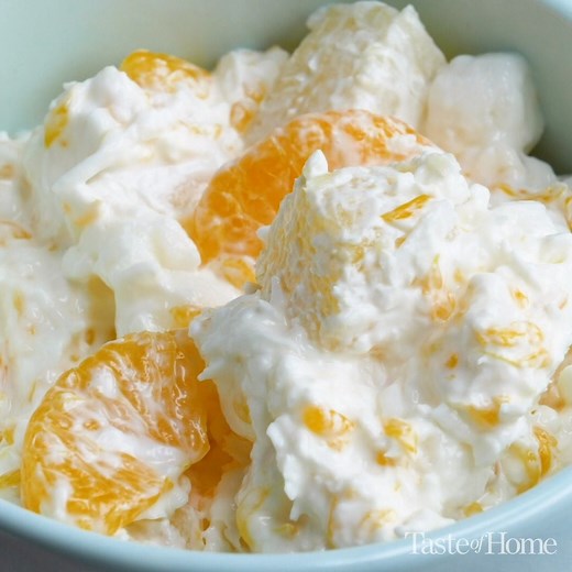 6.4K views · 90 reactions | During last-minute menu planning, I often include this classic ambrosia salad recipe because I keep the ingredients on hand. —Judi Bringegar, Liberty, North Carolina Get the full recipe here: https://trib.al/q3RHz5v | Taste of Home | Facebook