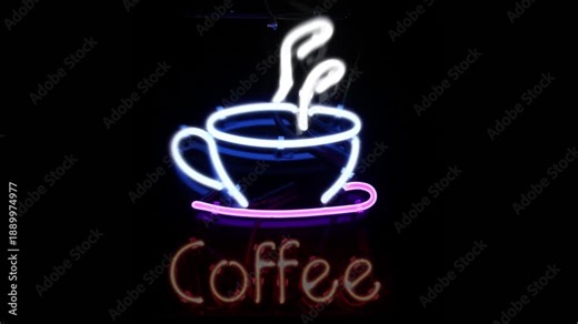 Flashing cafe neon sign