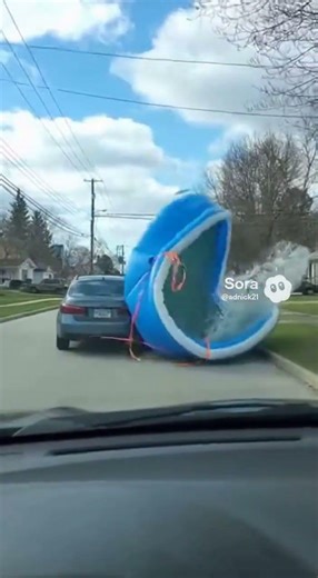 Pool falls off Car!🤣 #fails #shortsviral #memes #ai #car