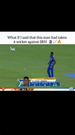 The man who take 6 wicket against SRH in low scoring match #cricket #ipl2026 #mivssrh #rohitsharma