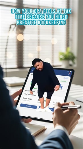 Your CPA at tax time when they realize Prestige Bookkeeping has handled your books all year: No boxes of paperwork. No missing expenses. No “I can’t believe I owe the IRS that much” Just clean, clear, CPA-ready financials that make tax filing smooth, accurate, and stress-free. When your books are done right all year, tax season isn’t a panic—it’s a breeze. Prestige Bookkeeping keeps your finances organized, reconciled, and compliant so your CPA can file faster and love you a little extra come Ap