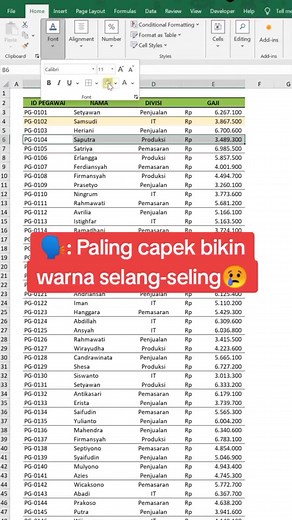 Cara Membuat Warna Selang-seling di Excel