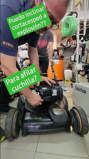 KEY QUESTION! Can I tilt a petrol lawnmower? We'll show you how to sharpen the blade.