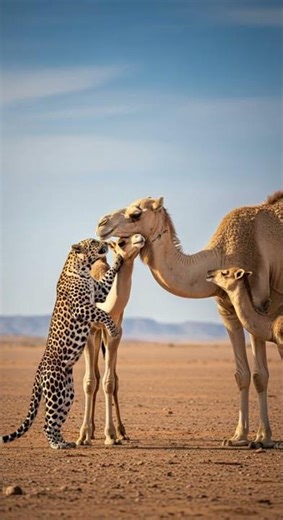 Will the camel successfully fight back in this epic desert showdown #camel #wildlife #nature