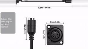 MEIRIYFA D-Type DIN 5PIN MIDI Cable - Female to Female Extension Cord - Panel Mount - 5 PIN Audio Adapter - Keyboard, Synthesizer, Organ, Electric Piano, MIDI Guitar (53CM)