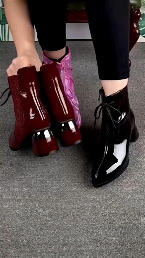 Elegant New autumn/winter pointed-toe stylish glossy ankle boots latest design " #shortsfeed