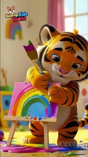 Cute Tiger Paints a Rainbow! #animation #shorts