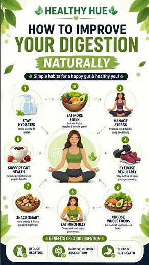 5 Natural Ways to Improve Digestion 🌿 | Better Gut Health Tips | Healthy Hue