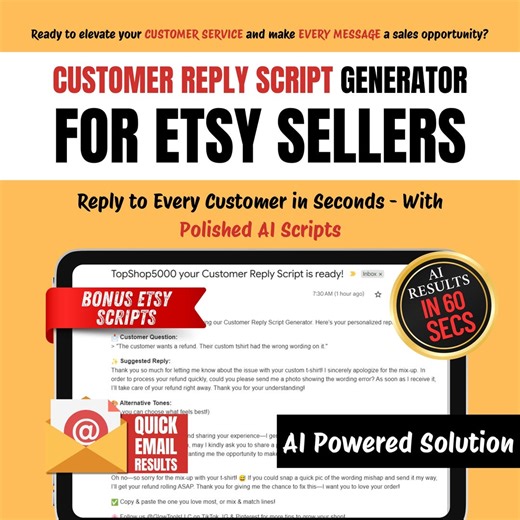 AI Customer Reply Script Generator: Instant Etsy Message Templates (digital Download) - Etsy