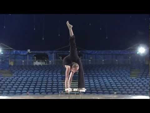 Irina Naumenko is working on hand balancing combinations