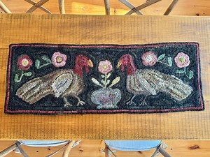 Primitive Folk Art Wool Hooked Rug ~ Thanksgiving Turkey Table Runner - Etsy