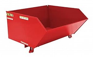 Vestil H-100-LD-SR Steel Light Duty Low Profile Self Dumping Hopper 1 Cubic Yard 2000 Lb. Capacity Red