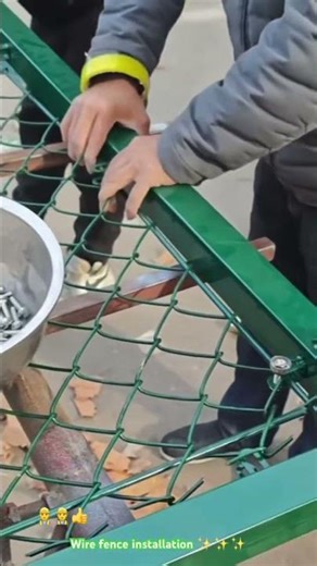 Metal wire mesh fence installation for farming field