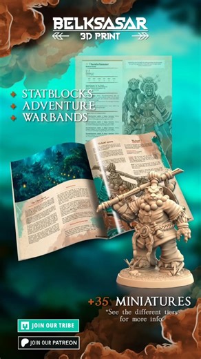 Belksasar Sadrak Mesak Abed-Nego on Instagram: "Adventure + warbands + statblocks 🗡️Join to tribe https://www.myminifactory.com/es/users/belksasar3dprint @maxonzbrush @lychee.lys 🔑 Monthly releases with different thumbnails in various versions. Visit Patreon or #MMF to see different levels. 🎲 All characters include a #StatBlocks in Two variants & #warband + #Adventure (EXCLUSIVE* to Arcanist Tier)🎖 . . . . #miniature #printable #3dprint #dnd #boardgames #miniaturepainting miniatureart dangeo