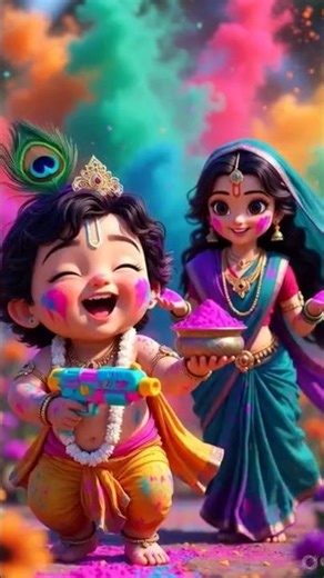 “ Krishna ki Rang Bhari Holi 💖🎨 | Holi Special #Shorts