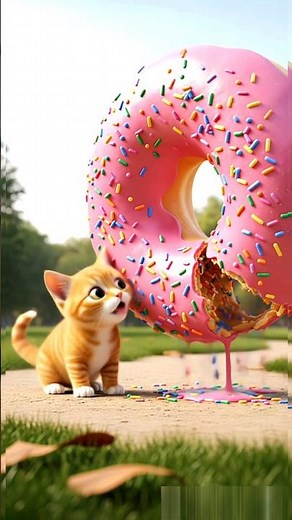 Cat vs Donut Man 🍩😱 | Funny AI Cartoon Animation | Viral Shorts
