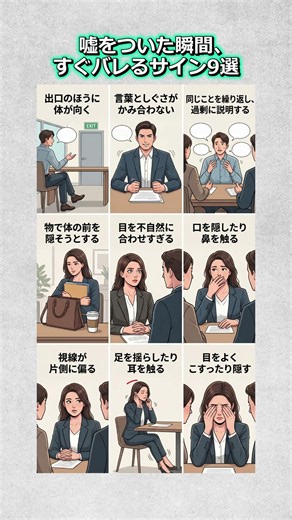嘘をついた瞬間、すぐバレるサイン9選 #嘘のサイン #嘘を見抜く #心理学