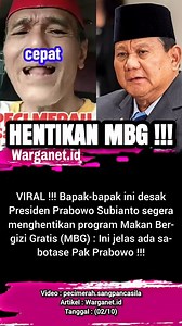 654K views · 10K reactions | Presiden Prabowo didesak stop program MBG. 02/10 #mbg #makanbergizigratis #makangratis #keracunan #makan | Warganet Id | Facebook