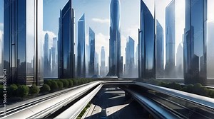 City of the future with sleek skyscrapers and advanced infrastructure. Concept of futuristic urban development, innovation, and modern architecture