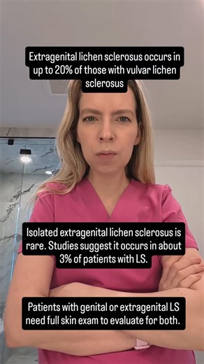 Margaret Cocks, MD, PhD on Instagram: "Bottomline: Patients with any kind of lichen sclerosus (genital or extragenital) need full skin check to evaluate for both. While most often those with extragenital lichen sclerosus will also have genital involvement, there are rare cases of isolated extragenital LS. If a patient is diagnosed with extragenital lichen sclerosus, don't forget to check their genital skin. #skincheck #fullbodyskincheck #tbse #totalbodyskinexam #lichensclerosus #extragenitallich