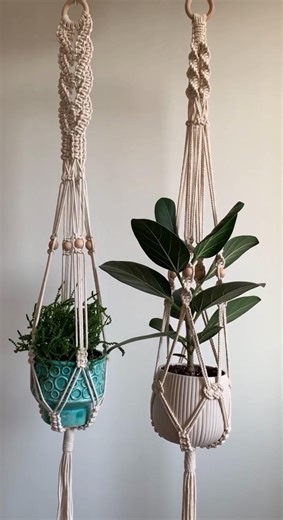 Macramé Plant Hanger Set - Boho Hanging Planter With Wooden Beads & Tassels | Indoor Plant Holder - Etsy