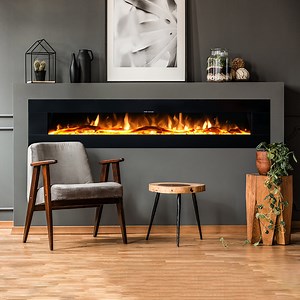 Ezee Glow XL Zara 72"  Black Wall Mounted or Recessed / Built In Electric Fire