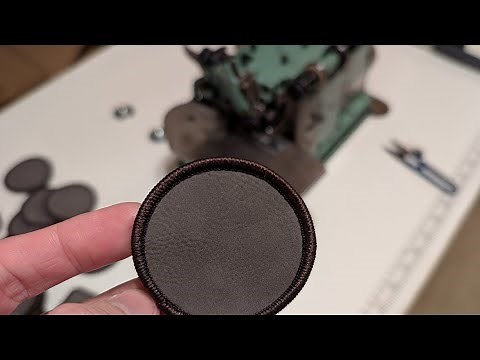 Learning our new Merrow machine for sewing custom twill patches