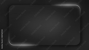 Animation loop of grey round edge gradient color frame with a glowing and moving rim light