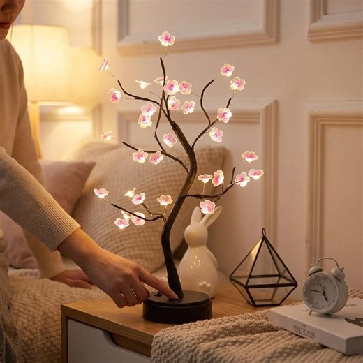 Cherry Blossom LED Tree Lamp | Bonsai Night Light, Pink Fairy Decor (usb/battery Powered) - Etsy
