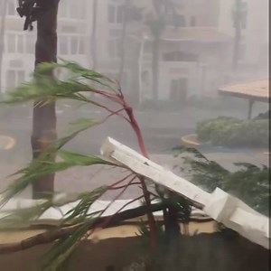 Dramatic video shows strong winds and rain from Hurricane Maria causing destruction in Puerto Rico. The entire island is currently without power following the historic storm. Read more: nbcnews.to/2fD4mvP (Credit: Gloriana & Walter Pierluisi) | NBC News