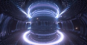 Fusion reactor working.Plasma. . Reaction chamber. Fusion power. Seamless loop 4k High quality realistic animation
