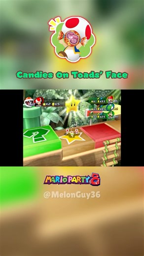 Candies On Toads' Face🍬#shorts #marioparty8 #nintendo #marioparty #nintendowii #mario #toad #wii