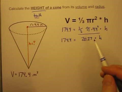 Calculate the Height of a Cone Given Its Volume and Radius