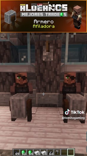 Aldeano Armero / Afiladora | Aldeano Herrero de armas / Piedra de Afilar | Mejores tradeos para cada aldeano | Minecraft Java & Bedrock | Weaponsmith Villager / Grindstone #minecraft #minecraftbuilding#minecraftbedrock #minecraftjava #gaming