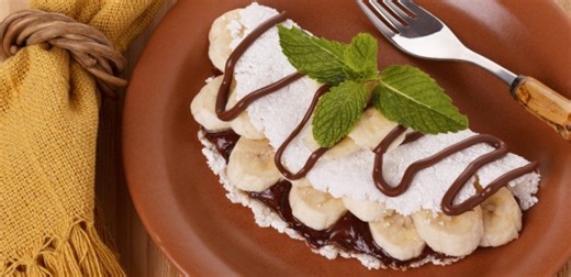 Tapioca fit com chocolate e banana: Leve e energética