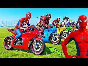 Spider-Man and Friends Jump on a Motorcycle! Parkour Trap Challenge with Spider-Man!